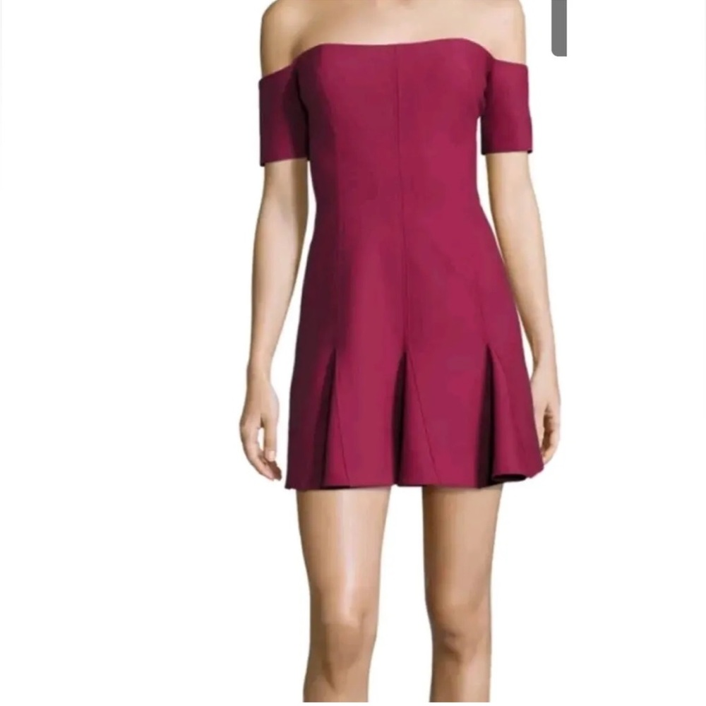 Cinq a Sept Burgundy Off Shoulder  Mini Dress
